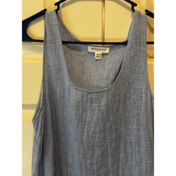 Beachlunchlounge Striped Tank Top Ruffle Hem Sleeveless Casual Blue Size M - Picture 3 of 5